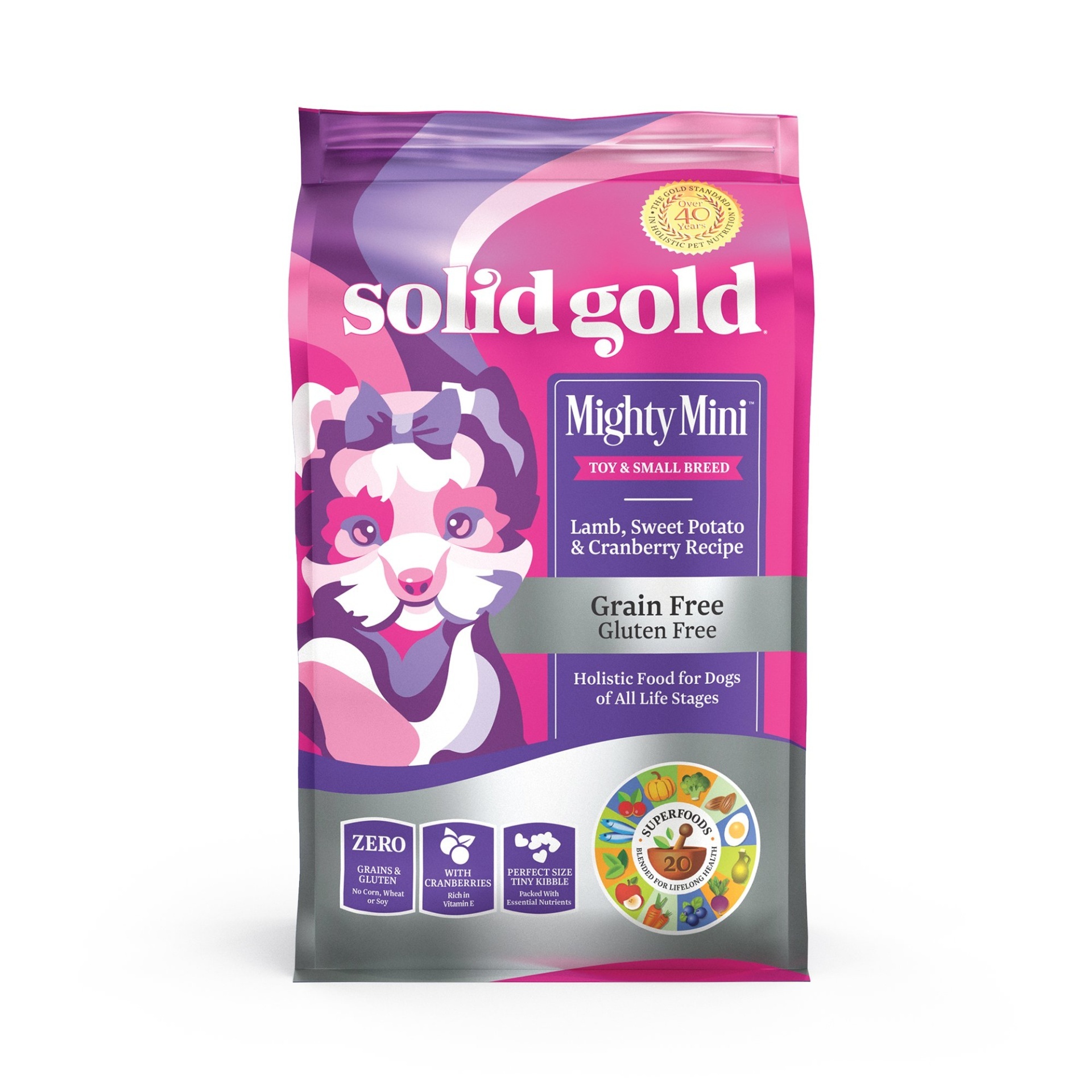 slide 1 of 1, Solid Gold Mighty Mini Lamb, Sweet Potato & Cranberry Recipe Grain Free Dry Dog Food, 4 lb