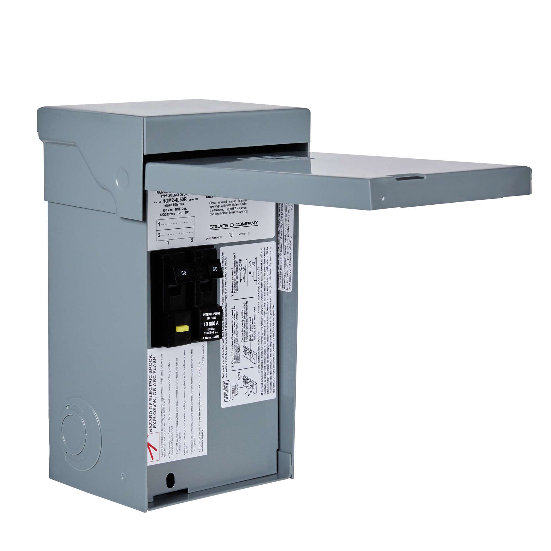 slide 2 of 6, Square D 50.0 Amp Single phase (120V/240V) Non-fusible Outdoor Light-duty Enclosed circuit breaker Disconnect, 1 ct