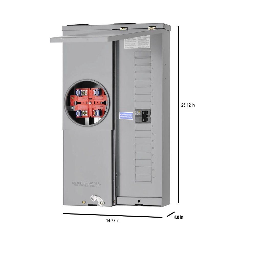 slide 4 of 6, Square D 100 -Amp 16 -Spaces 24 -Circuit Outdoor Main breaker meter combo Load Center, 1 ct