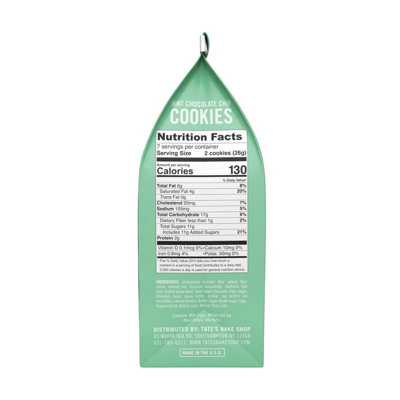 slide 5 of 13, Tate's Bake Shop Mint Chocolate Chip Cookies, 6.5 oz, 6.5 oz