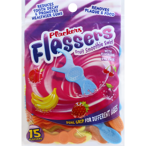 slide 1 of 2, Plackers Flossers - Fruit Smoothie Swirl, 75 ct