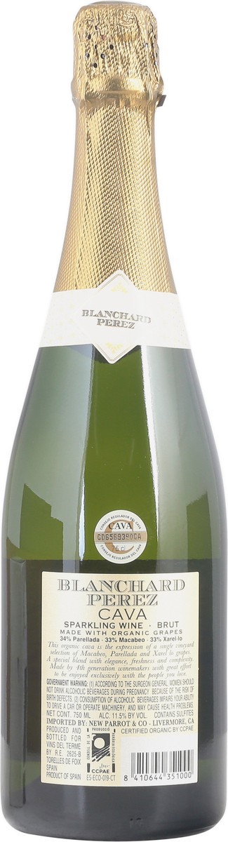 slide 7 of 12, Cava Brut Organic Grapes Blanchard Perez 750 ml, 750 ml