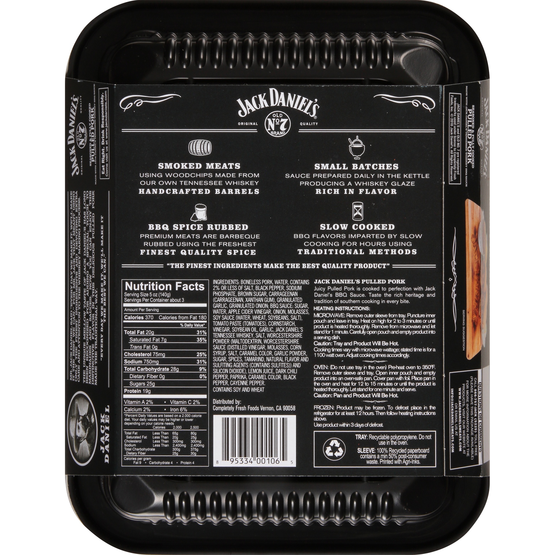 slide 4 of 6, Jack Daniel's Old No 7 Seasoned & Fully Cooked Pulled Pork Tray, 16 oz