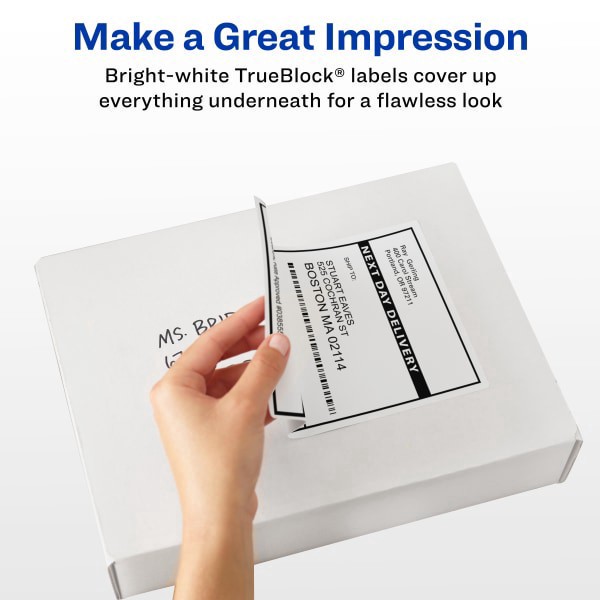 slide 3 of 8, Avery Permanent Shipping Labels with Trueblock Technology, 5912, White, 500 ct; 5.5 in x 8.5 in