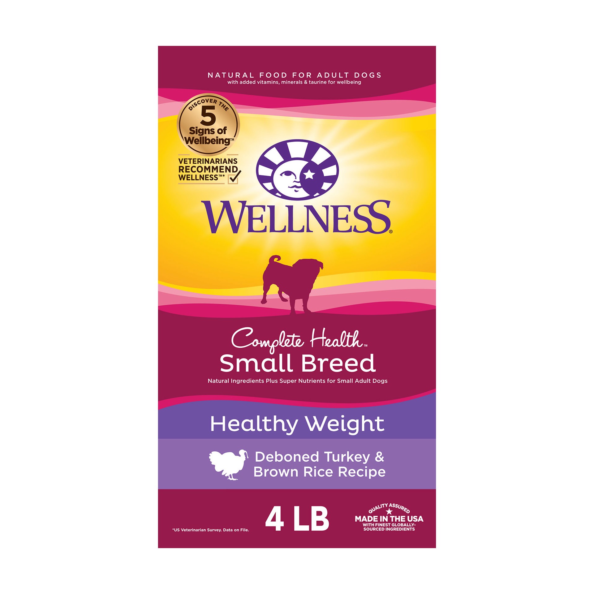 slide 1 of 5, Wellness Complete Health Natural Dry Small Breed Healthy Weight Dog Food, Turkey & Rice, 12-Pound Bag, 1 ct