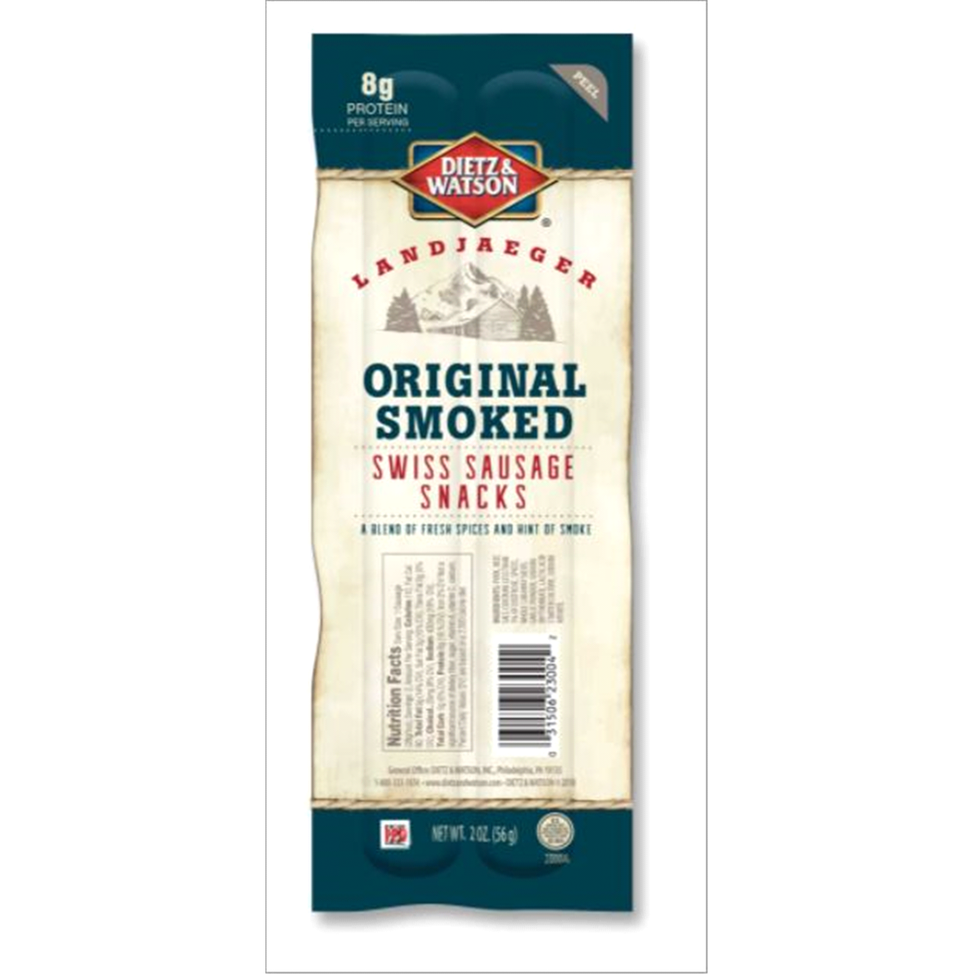 slide 1 of 1, Dietz & Watson Landjaeger Original Smoked Sausage Snacks, 2 oz