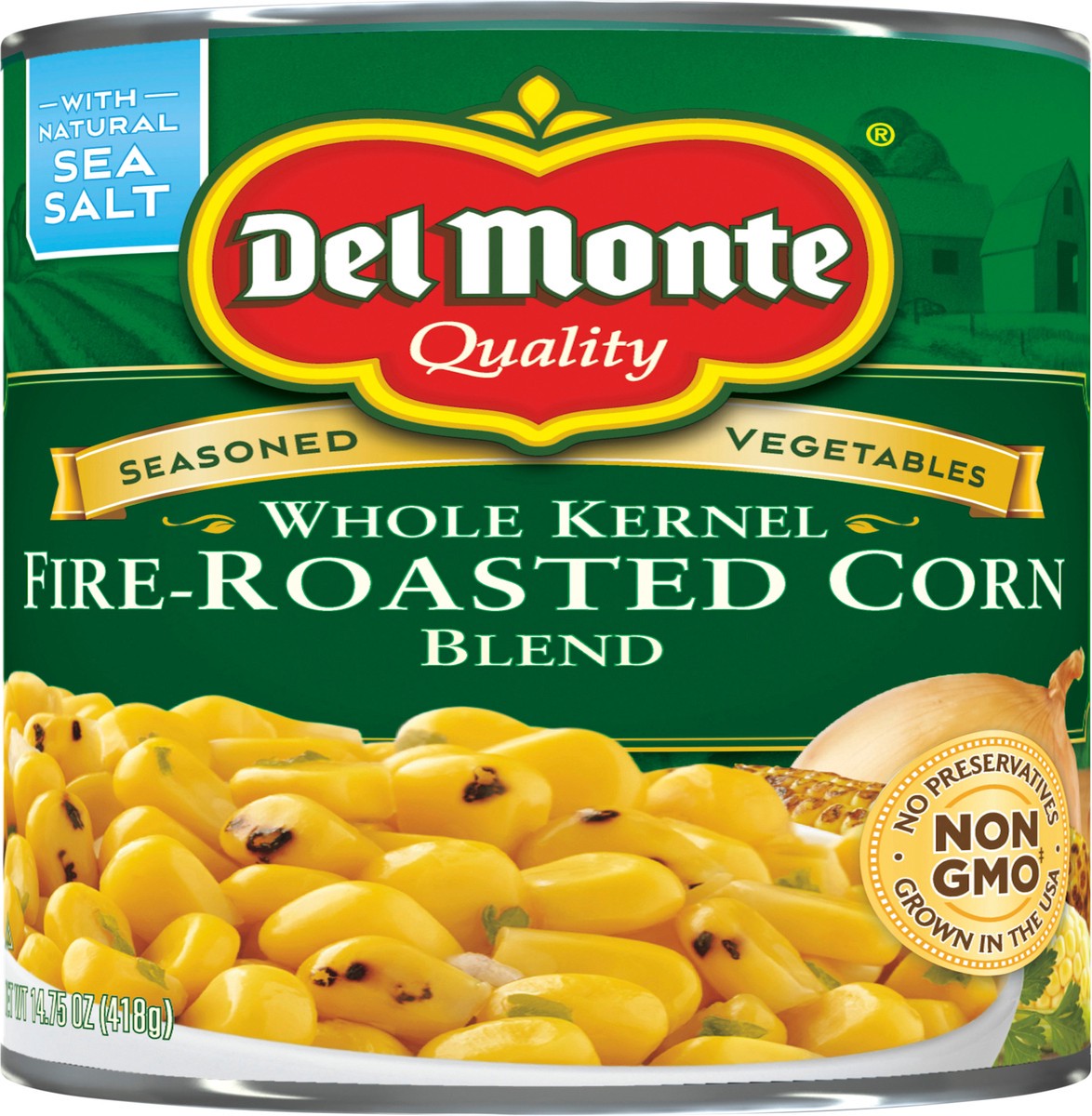 slide 7 of 9, Del Monte Garden Quality Whole Kernel Blend Fire-Roasted Corn 14.75 oz. Can, 14.75 oz