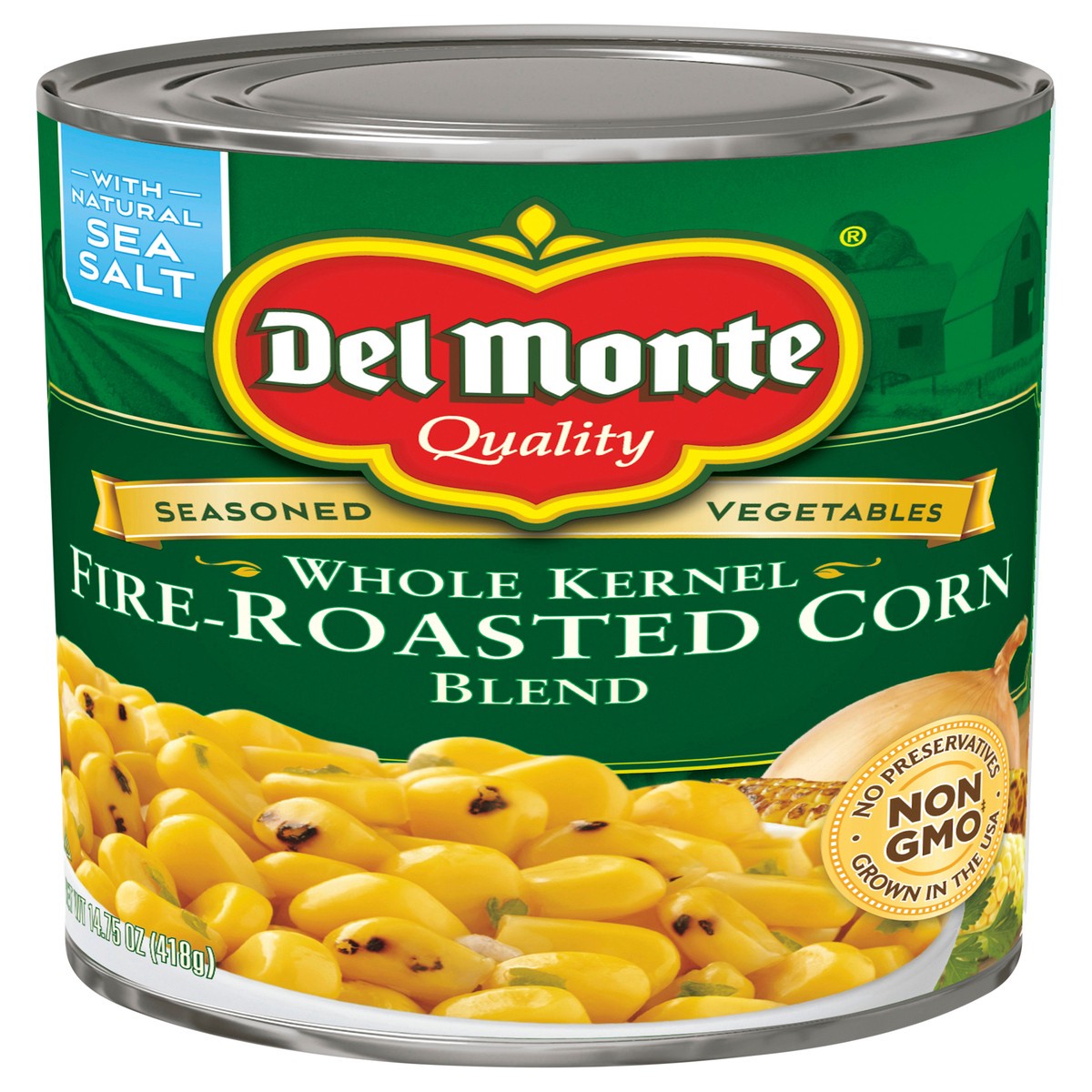 slide 3 of 9, Del Monte Garden Quality Whole Kernel Blend Fire-Roasted Corn 14.75 oz. Can, 14.75 oz