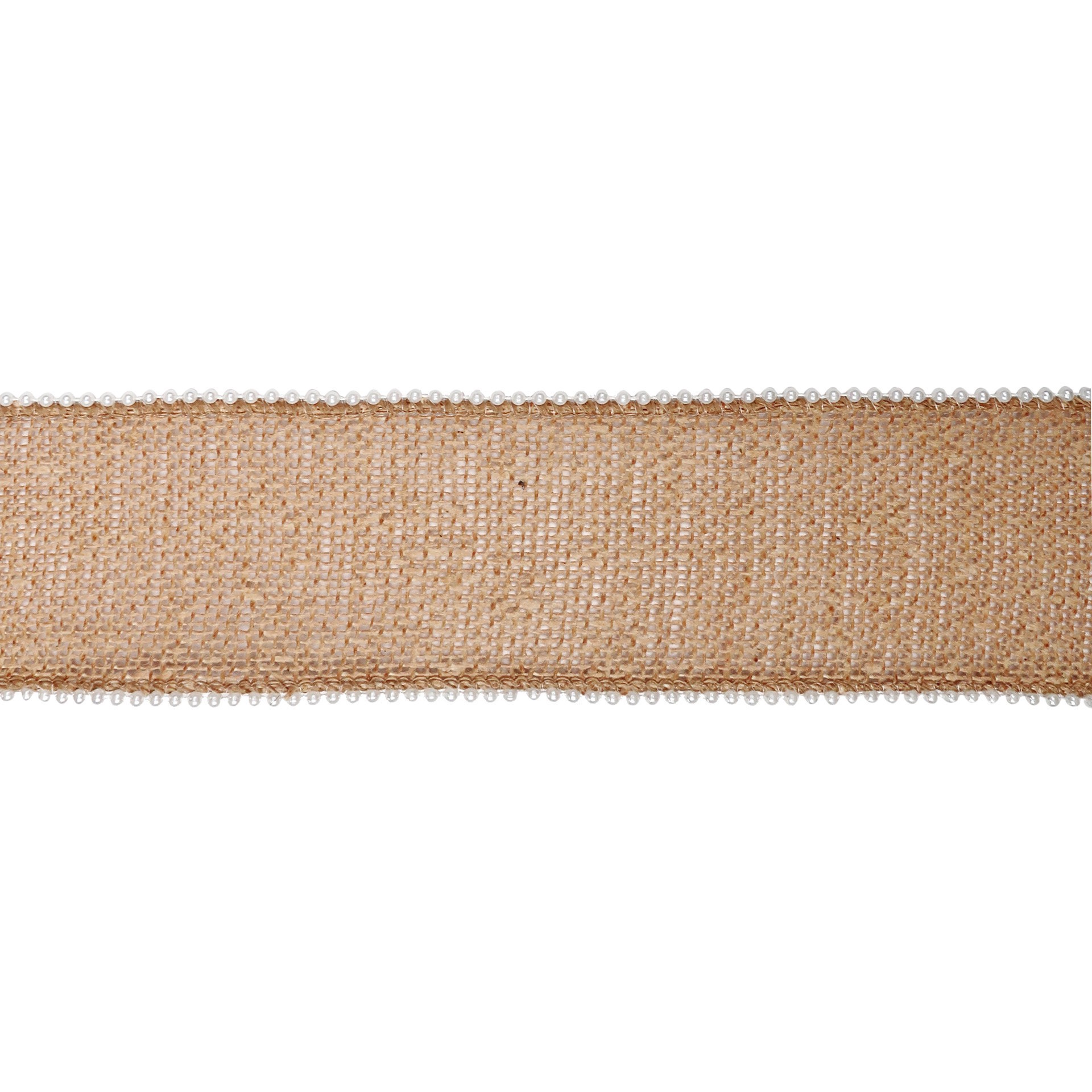 slide 4 of 4, 2.5" X 3yd. Burlap & Beaded Wired Ribbon By Celebrate It Classic, 2.5 in x 3 yd