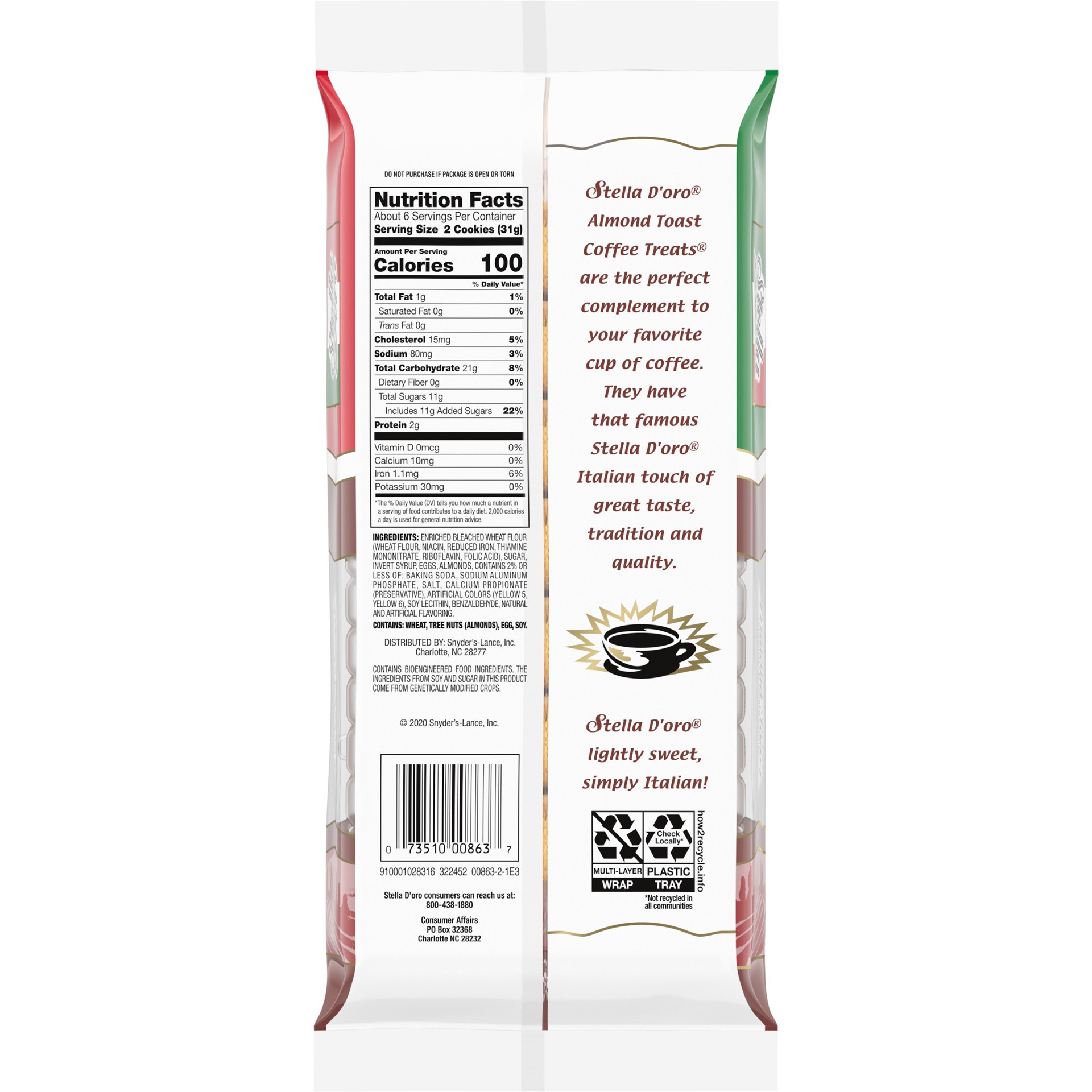 slide 4 of 4, Stella D'oro Almond Toast Coffee Treats Cookies - 6.6 Oz, 6.6 oz