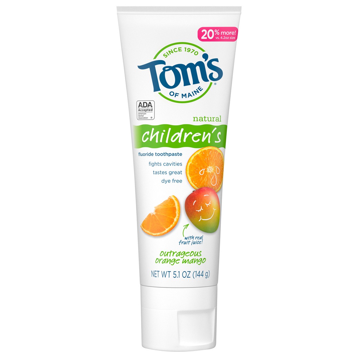 slide 4 of 4, Tom's of Maine Children's Orange Mango Anticavity Fluoride Toothpaste, 5.1 oz