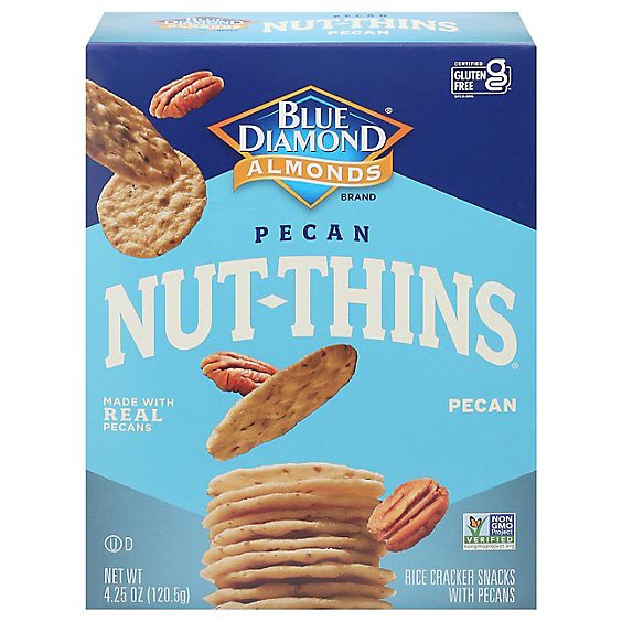 slide 1 of 1, Blue Diamond Nut Thins Cracker Snacks Pecan Nut & Rice - 4.25 Oz, 4.25 oz
