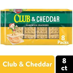 Keebler Sandwich Crackers Club And Cheddar Single Serve Snack Crackers 8 Count - 11 Oz