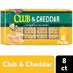 Keebler Sandwich Crackers Club And Cheddar Single Serve Snack Crackers 8 Count - 11 Oz