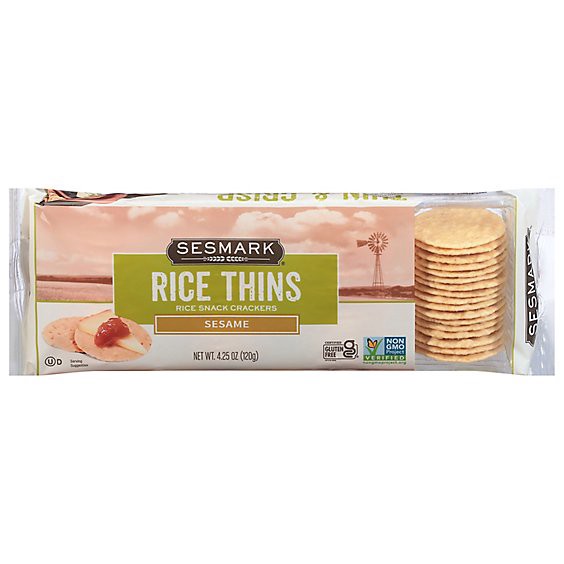 slide 1 of 1, Sesmark Crackers Rice Thins Sesame - 4.25 Oz, 4.2 oz
