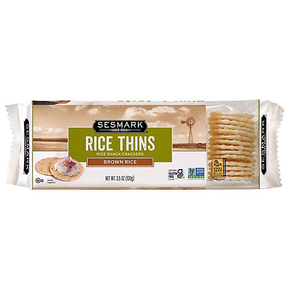 slide 1 of 1, Sesmark Crackers Rice Thins Brown Rice - 3.5 Oz, 3.5 oz