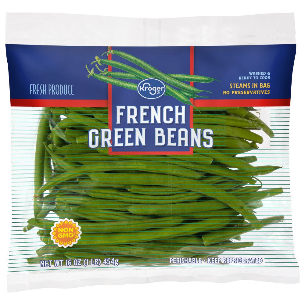 slide 1 of 2, Kroger Steamable Bag French Cut Green Beans, 16 oz