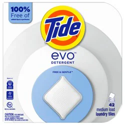 Tide Unscented Evo Free & Gentle HE Deep Cleaning Concentrated Laundry Detergent Tiles 40 Loads: Hypoallergenic, Dye-Free, Bleach-Free