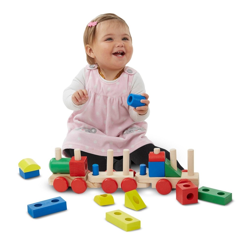 slide 6 of 6, Melissa & Doug Stacking Train - Classic Wooden Toddler Toy, 18 ct