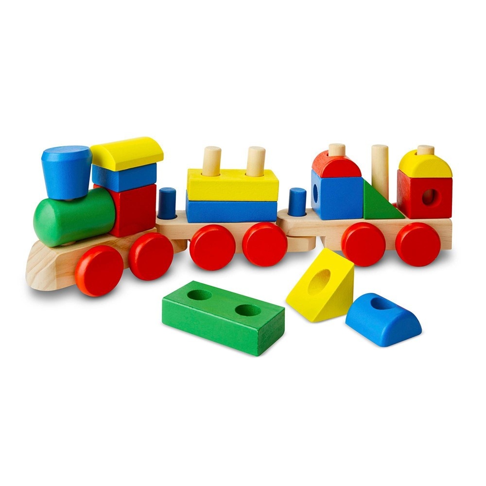slide 2 of 6, Melissa & Doug Stacking Train - Classic Wooden Toddler Toy, 18 ct