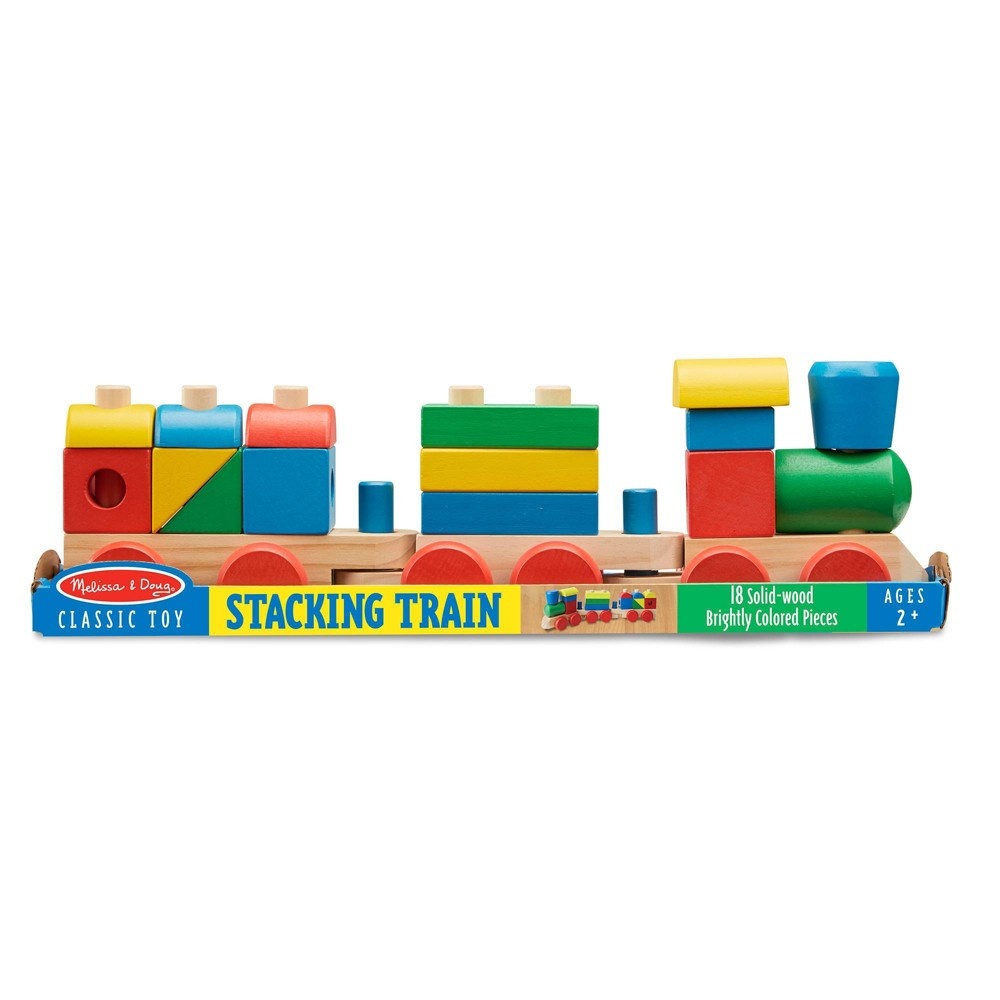 slide 3 of 6, Melissa & Doug Stacking Train - Classic Wooden Toddler Toy, 18 ct