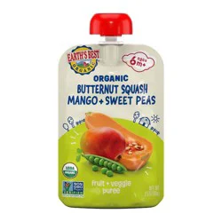 Earth's Best Organic Organic Ages 6m+ Butternut Squash Mango + Sweet Peas Fruit + Veggie Puree 3.5 oz