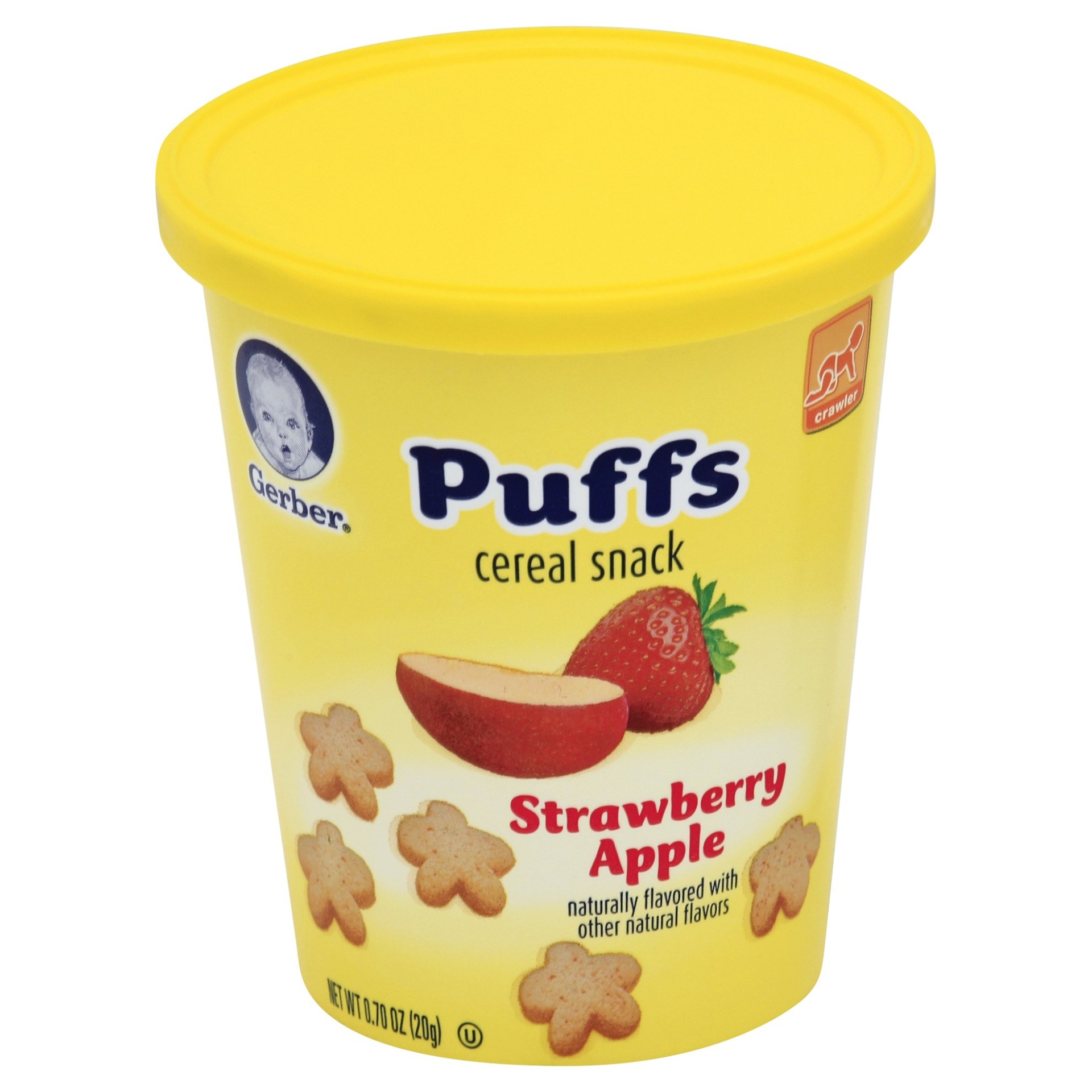 slide 1 of 1, Gerber Puffs Snack Cups, Strawberry Apple, 0.7 oz