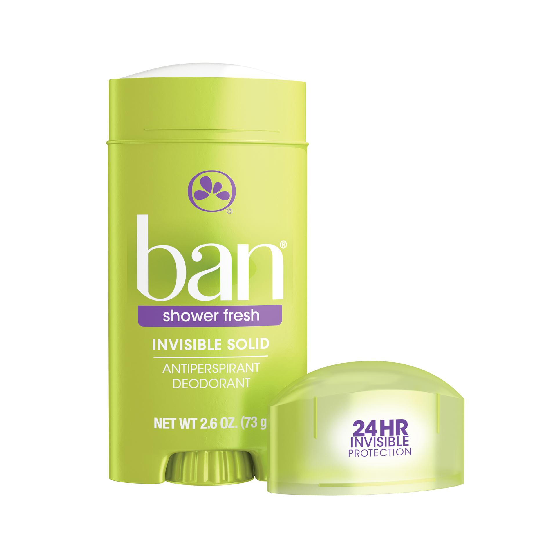 slide 1 of 5, Ban Invisible Solid Antiperspirant and Deodorant for Women and Men, Shower Fresh, 2.6 Oz, 2.60 fl oz