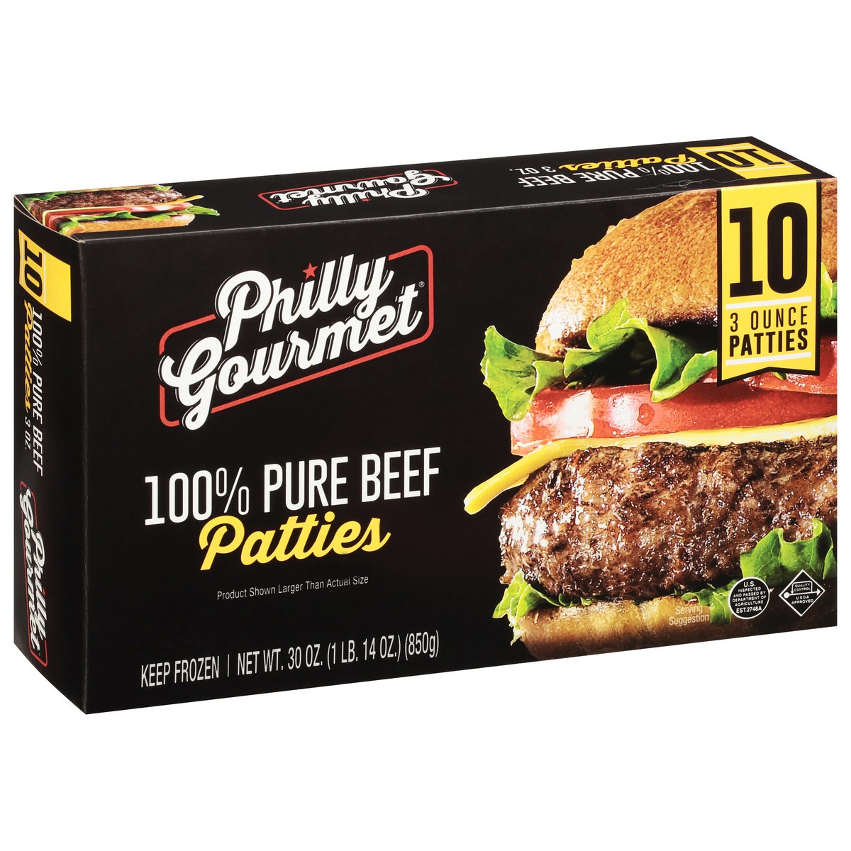 slide 7 of 9, Philly Gourmet 100% Pure Beef Patties 10 ea, 10 ct