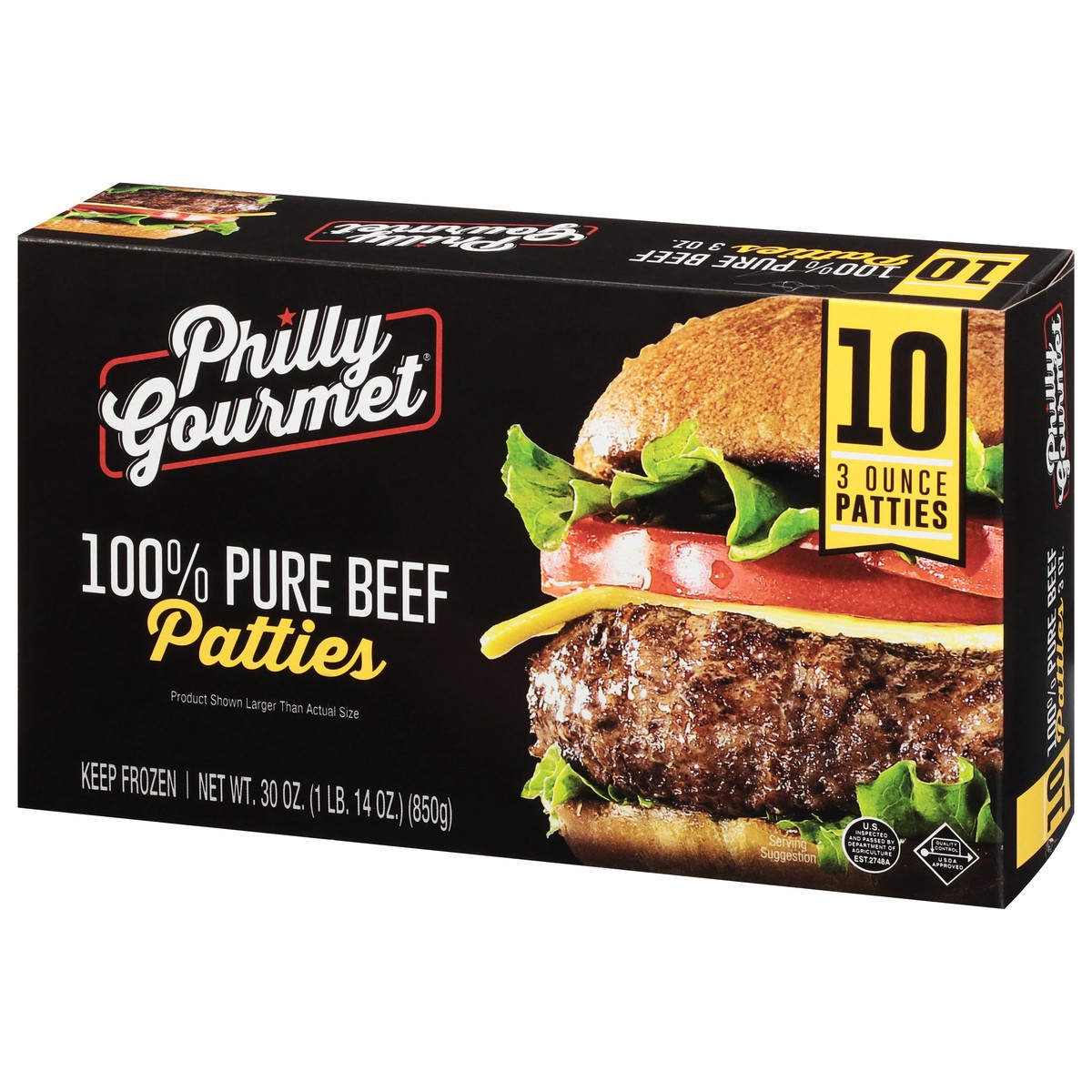 slide 8 of 9, Philly Gourmet 100% Pure Beef Patties 10 ea, 10 ct