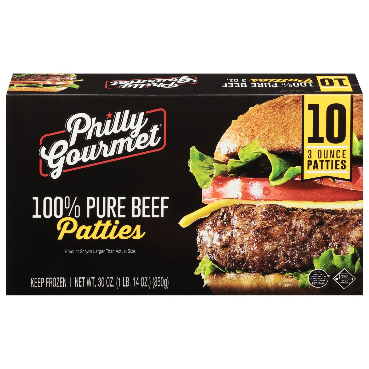 slide 1 of 9, Philly Gourmet 100% Pure Beef Patties 10 ea, 10 ct