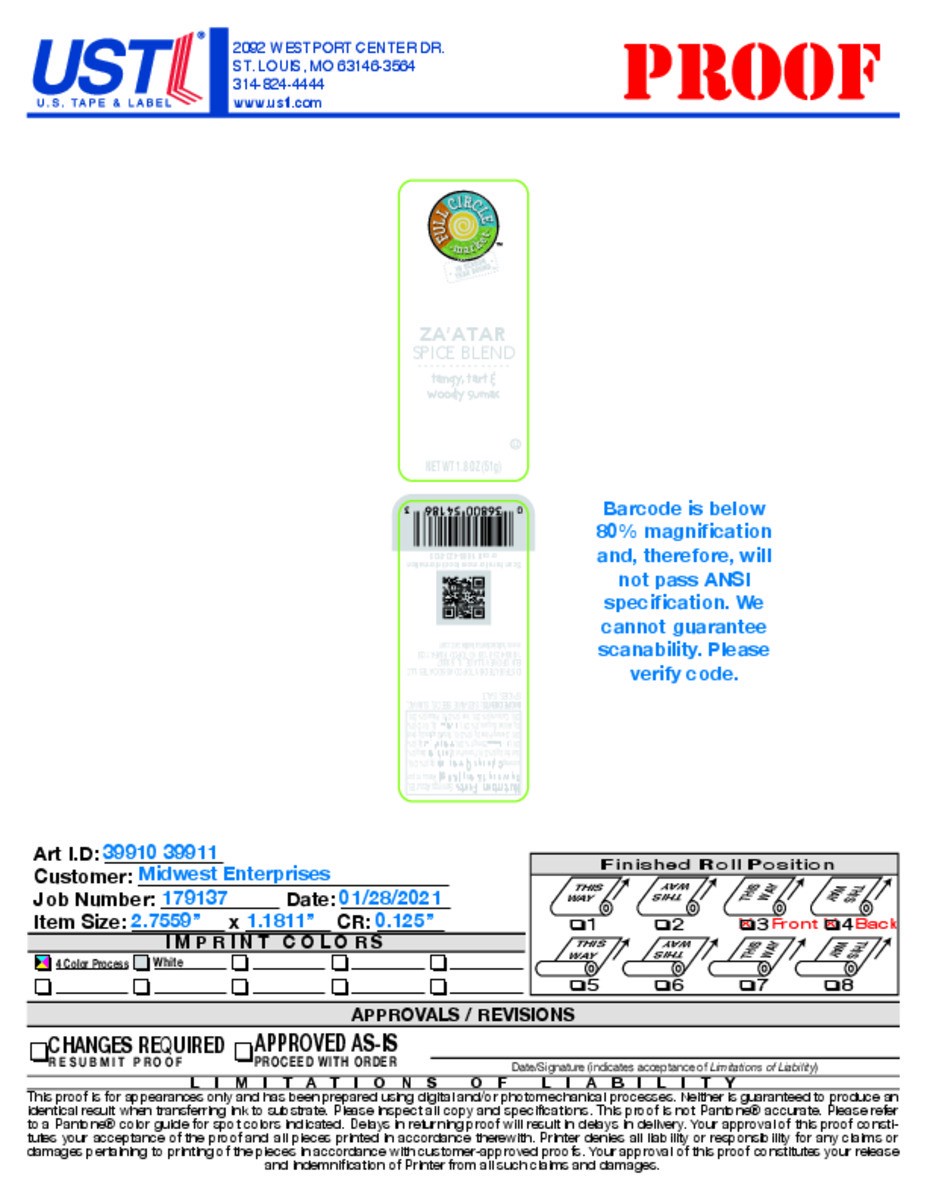 slide 6 of 16, Full Circle Market Za'atar Spice Blend 1.8 oz, 1.8 oz