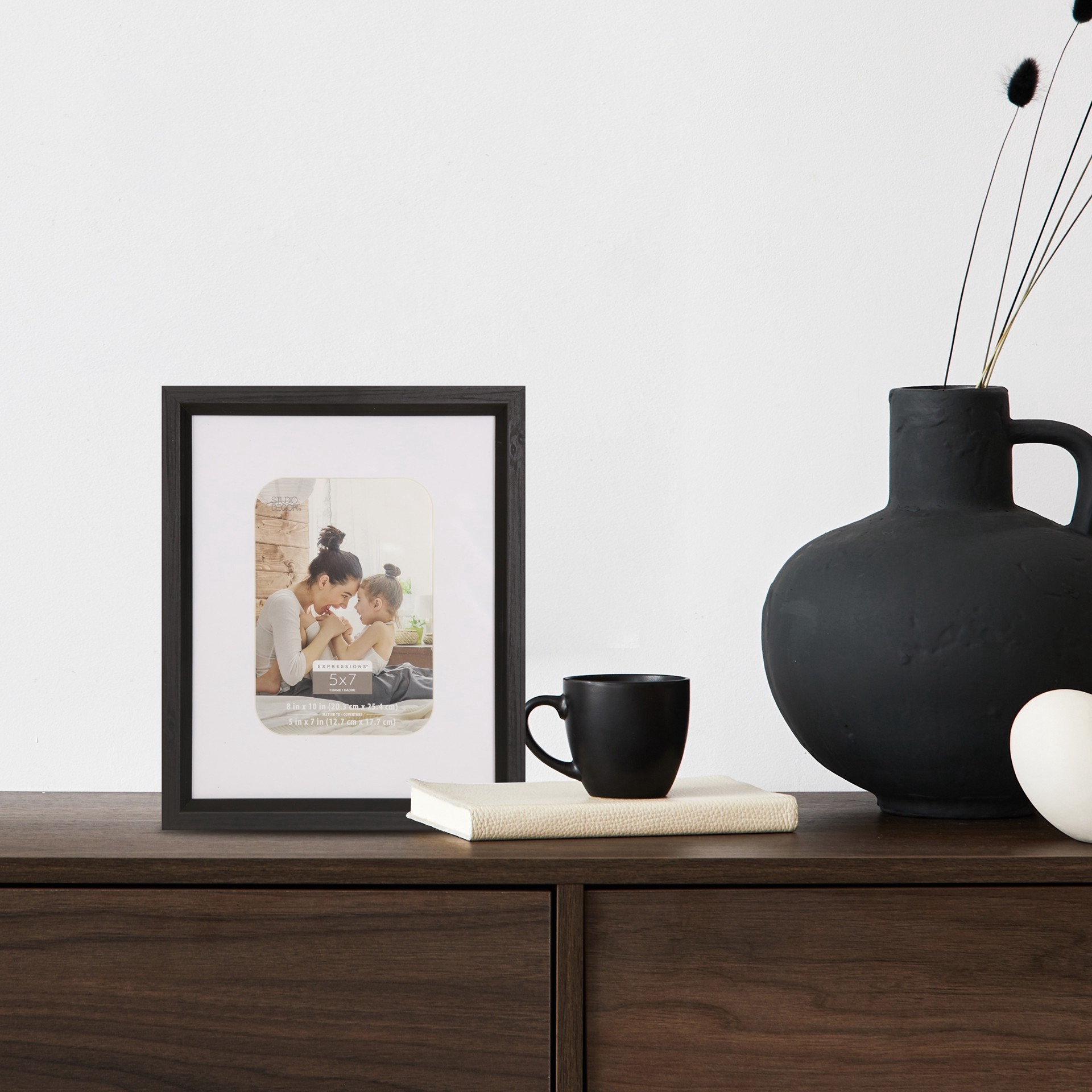 slide 4 of 4, Expressions 5" X 7" White & Black Frame With Mat By Studio Decor, 5 in x 7 in