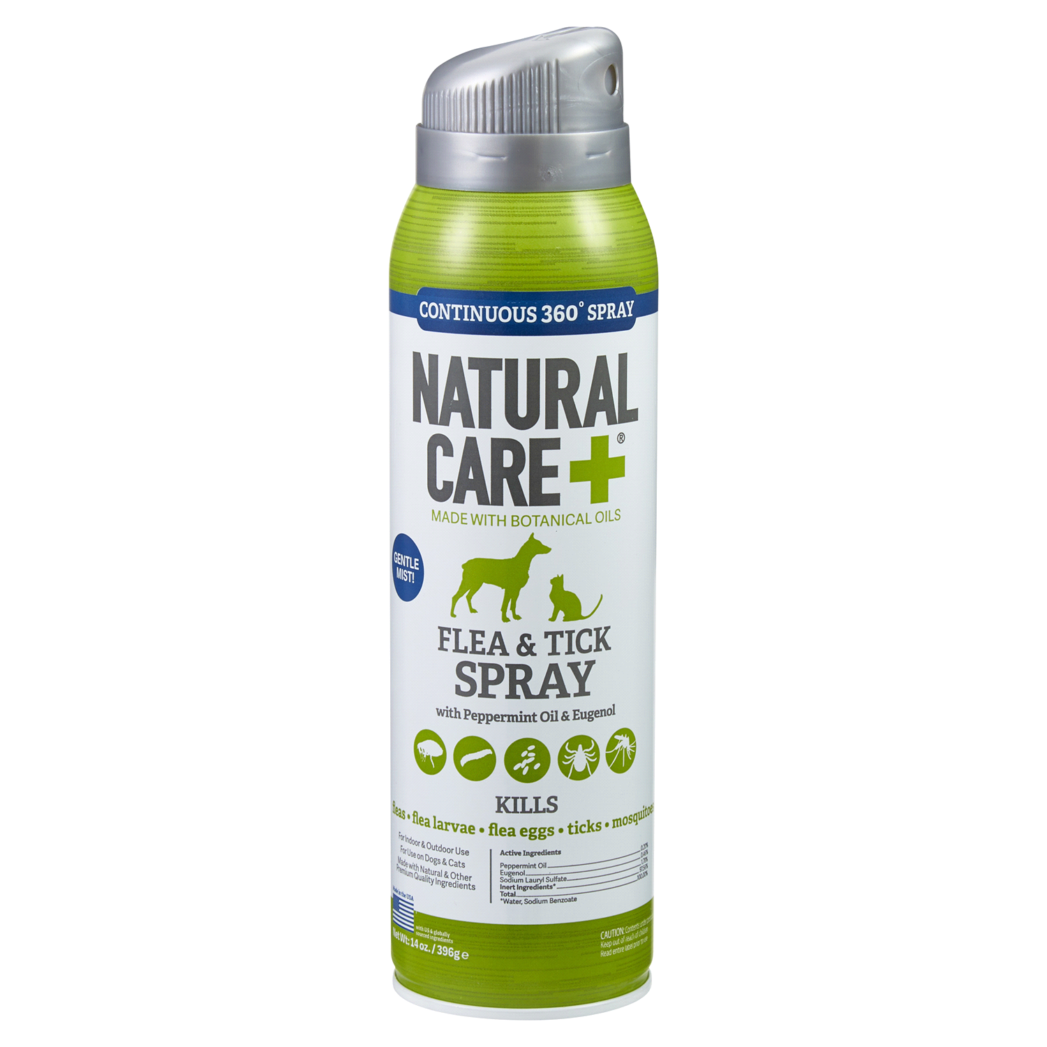 slide 1 of 2, Natural Care + With Peppermint Oil & Eugenol Flea & Tick Spray 14 oz, 14 oz