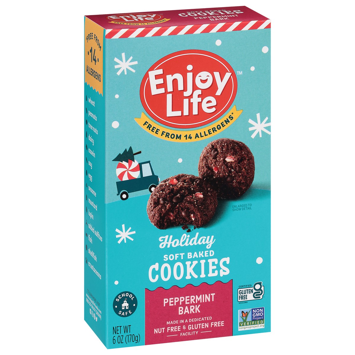 slide 2 of 9, Enjoy Life Peppermint Bark Soft Baked Holiday Cookies, 6 oz Box, 6 oz