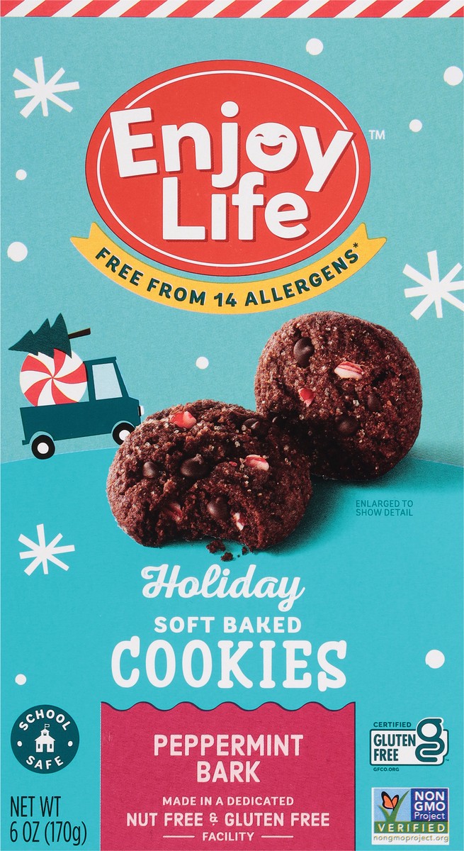 slide 4 of 9, Enjoy Life Peppermint Bark Soft Baked Holiday Cookies, 6 oz Box, 6 oz