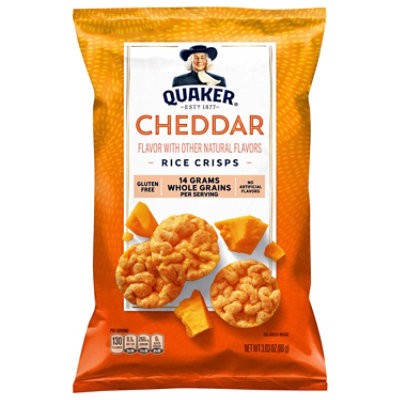 slide 1 of 1, Quaker Popped Rice Crisps Gluten Free Cheddar Cheese - 3.03 Oz, 3.03 oz