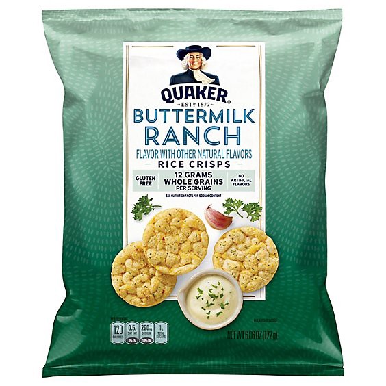 slide 1 of 6, Quaker Popped Rice Crisps Gluten Free Buttermilk Ranch - 6.06 Oz, 6.06 oz