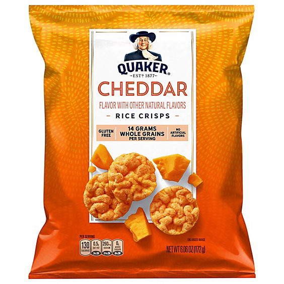 slide 1 of 8, Quaker Popped Rice Crisps Cheddar Cheese - 6.06 Oz, 6.06 oz