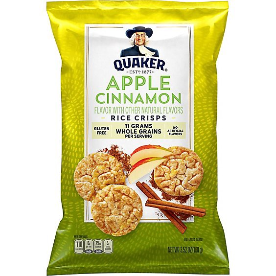 slide 1 of 1, Quaker Popped Rice Crisps Gluten Free Apple Cinnamon - 3.52 Oz, 3.52 oz