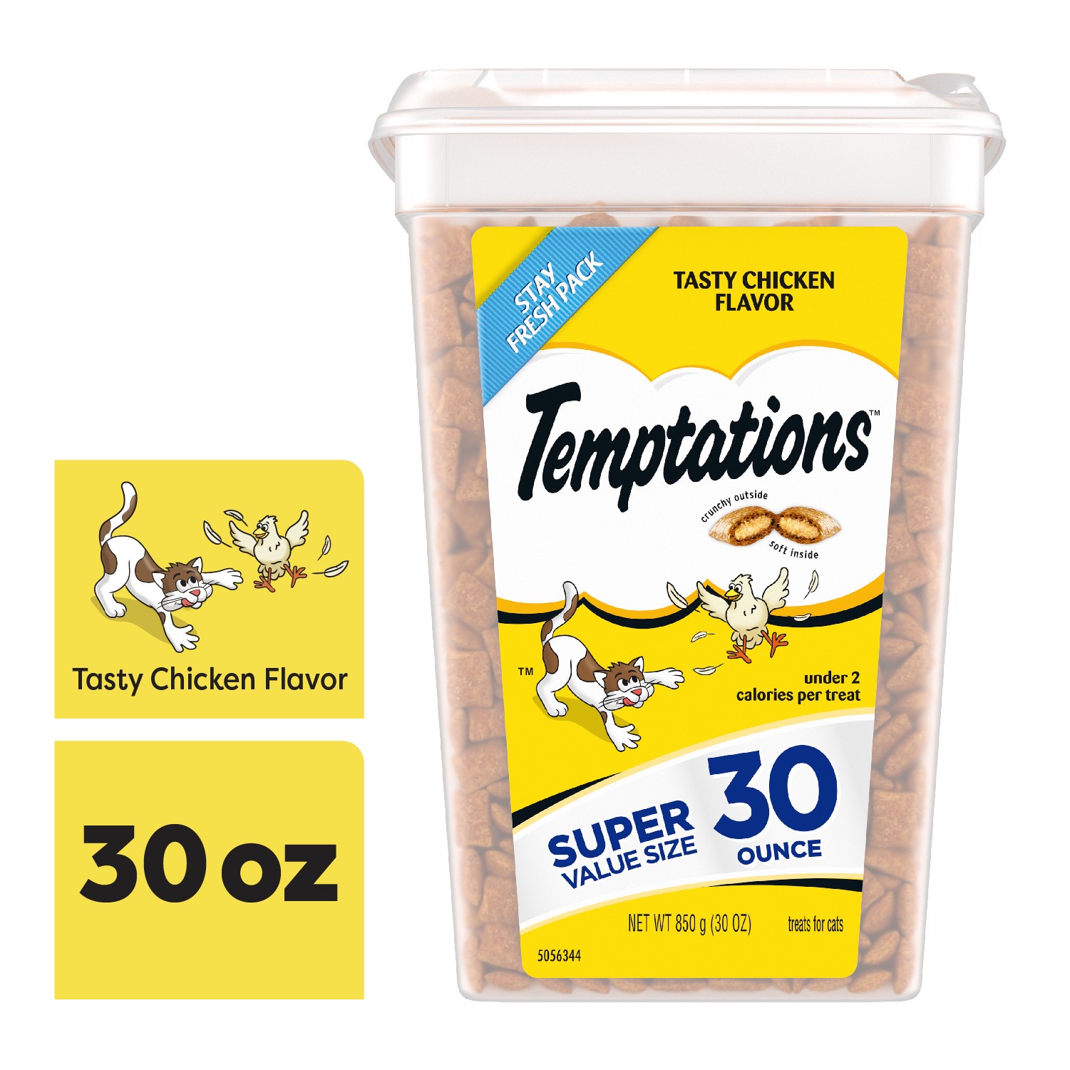 slide 1 of 3, Temptations Classics Tasty Chicken Flavor Crunchy Adult Cat Treats - 30oz, 