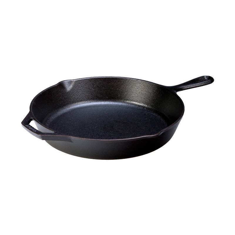 slide 1 of 4, Lodge 12" Cast Iron Skillet: Preseasoned, Non-Stick, Scratch-Resistant, 12 Inch, Gas & Induction Compatible, 1 ct