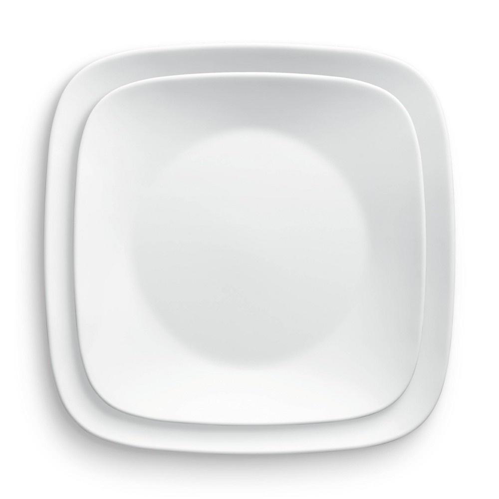 slide 2 of 7, Corelle Square Vitrelle Dinnerware Set Pure White, 16 ct