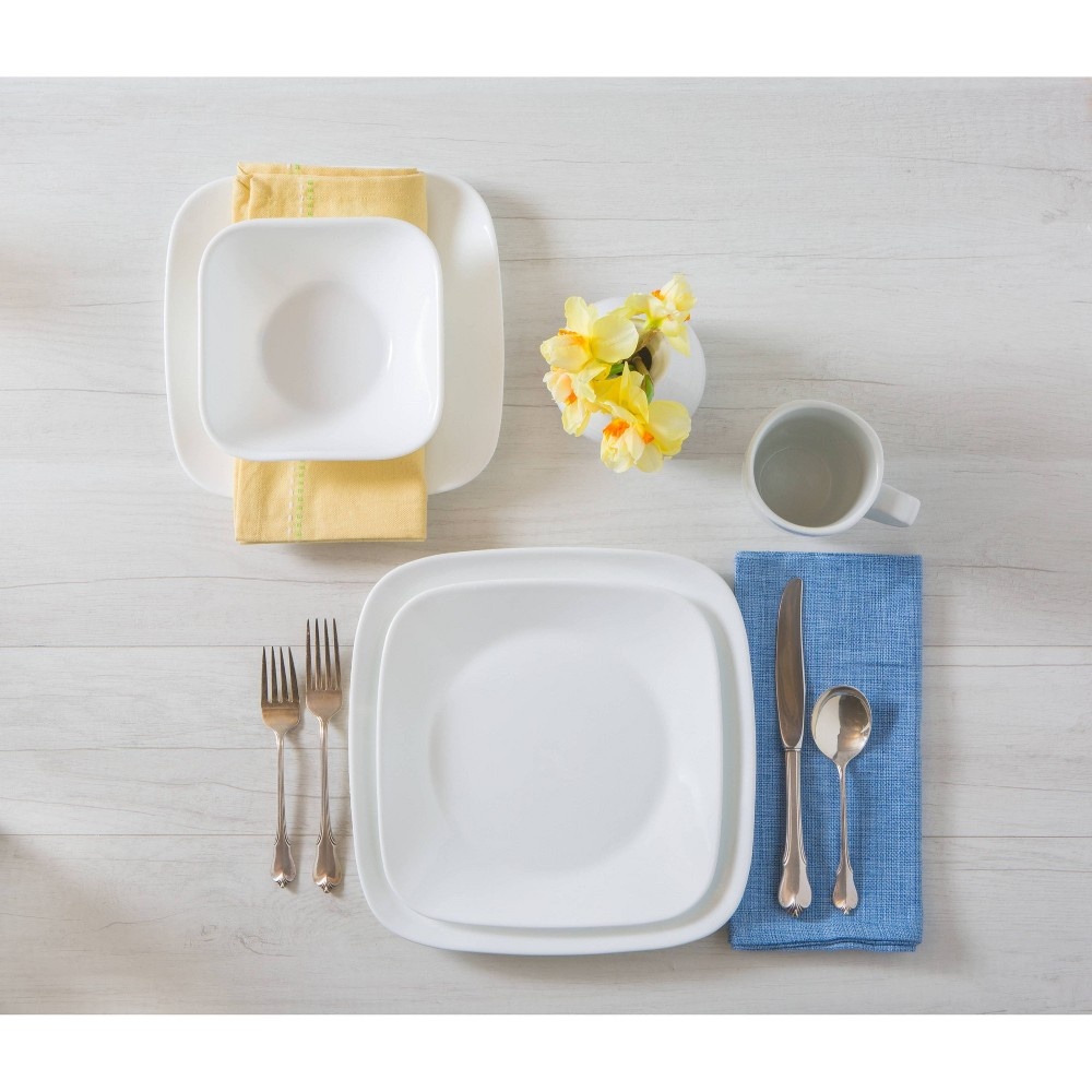 slide 5 of 7, Corelle Square Vitrelle Dinnerware Set Pure White, 16 ct