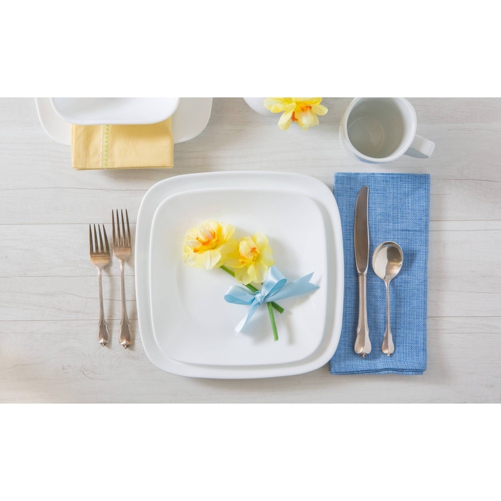 slide 6 of 7, Corelle Square Vitrelle Dinnerware Set Pure White, 16 ct