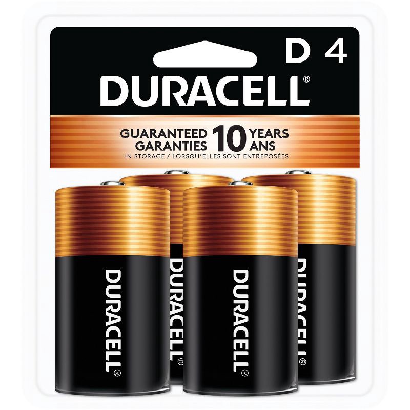 slide 1 of 7, Duracell Coppertop D Batteries - 4pk Alkaline Battery: 15000mAh, Household Use, 4 ct