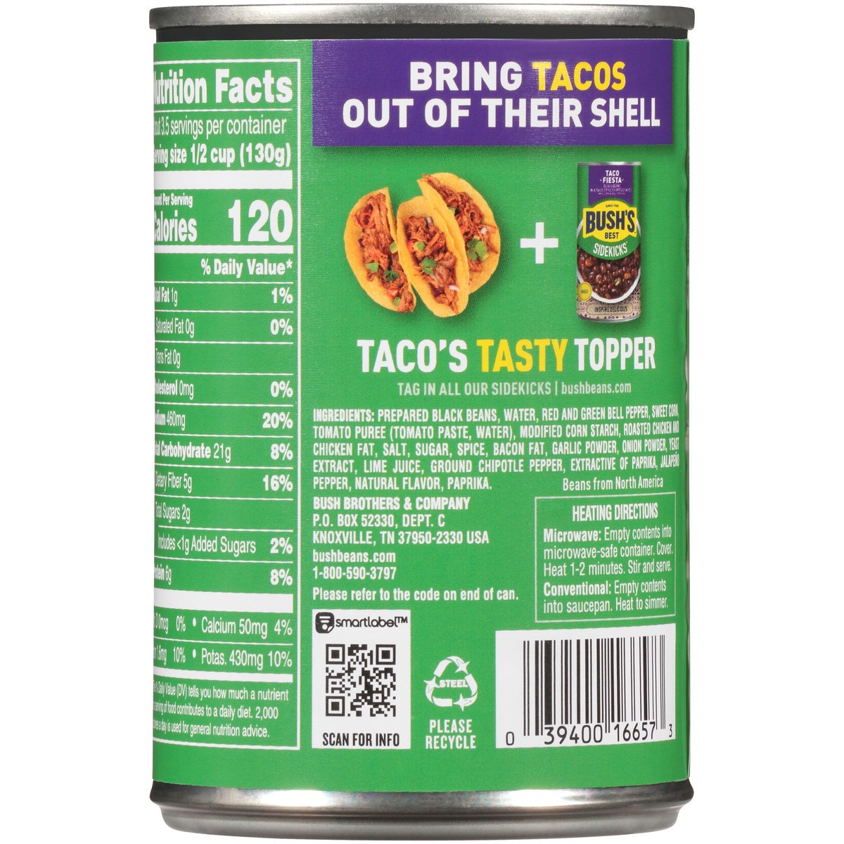 slide 2 of 7, Bush's Best Bush's Sidekicks Taco Fiesta Black Beans 15.1 oz, 15.1 oz