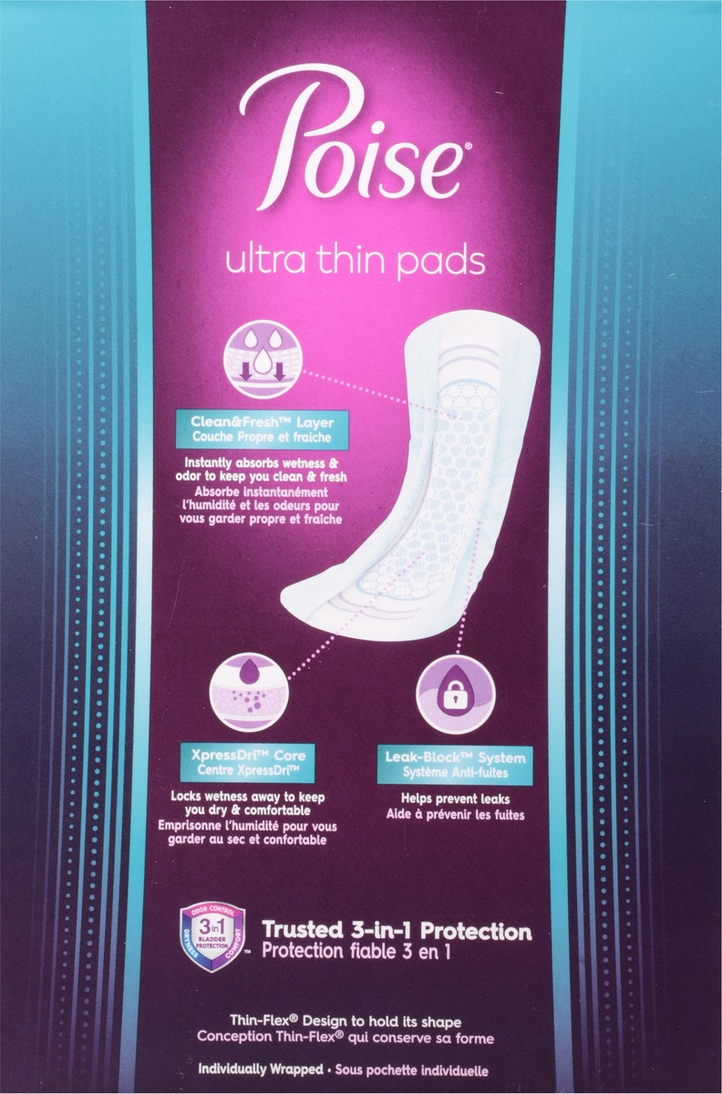 slide 4 of 9, Poise Ultra Thin Incontinence Pads & Postpartum Incontinence Pads, 3 Drop Light Absorbency, Regular Length, 28 Count, 28 ct