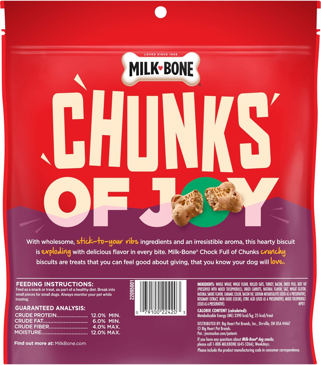 slide 8 of 8, Milk-Bone Chunks Snacks, Turkey & Bacon, 32 oz