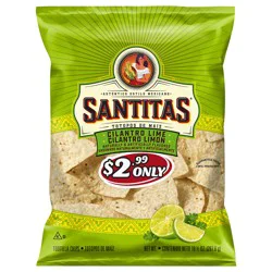 Santitas Tortilla Chips Cilantro Lime Naturally and Artificially Flavored 10 1/2 Oz